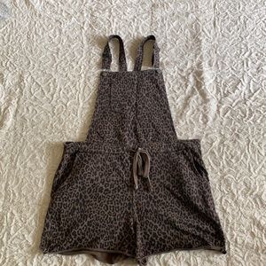 Wallflower Leopard Print Short Overalls